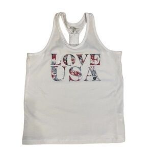 The Children’s Place Americana Tie Dye Love USA Patriotic Racerback Shirt Size M